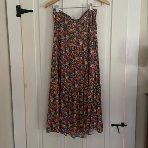Sezane Tammie Skirt Side Slit Midi in Fleurs Soleil Floral Size 38 US 6